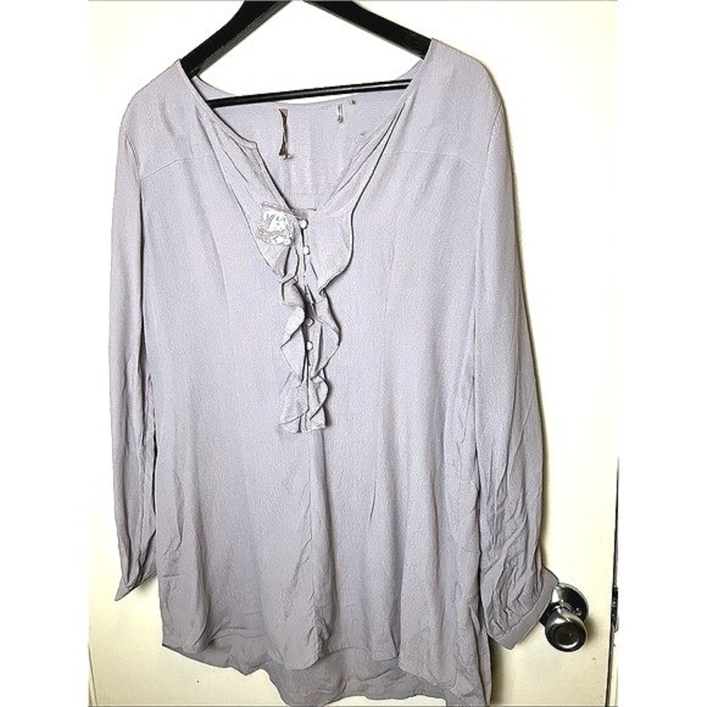 Soft Surroundings Medium Ruffle Tunic Blouse Lavender Boho Romantic Career NWOT
